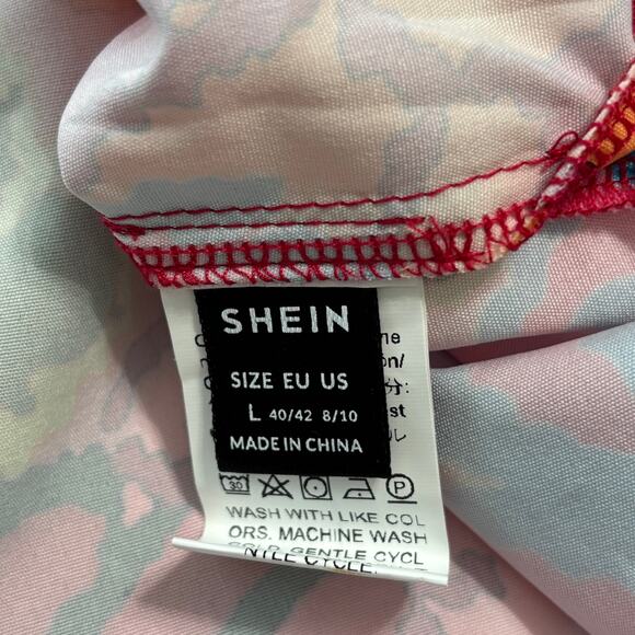 Wms L Vibrant Colorful Floral SS Button Up Tunic Shirt Dopamine Dressing - Picture 3 of 9